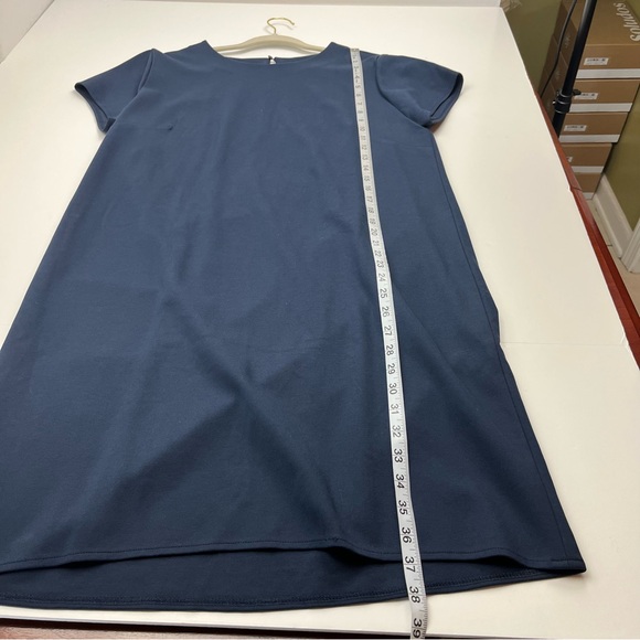 Cuyana Navy Blue Shift Cap Sleeve‎ Career Dress Knee Length Womens Size Large - Picture 8 of 11